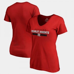V Neck Team Strong Scarlet For Women Rutgers T-Shirt