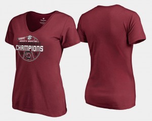 Women Basketball Conference Tournament South Carolina T-Shirt Garnet V Neck 2018 SEC Champions