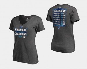 For Women Villanova University T-Shirt 2018 Dropstep Schedule Heather Gray Basketball National Champions