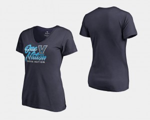 Navy Basketball National Champions Women's Villanova Wildcats T-Shirt 2018 One Nation V Neck Fanatics Branded