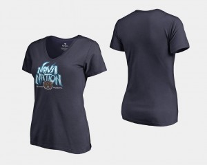 2018 Scratch Nation V Neck Fanatics Branded Villanova Wildcats T-Shirt Women's Navy Basketball National Champions