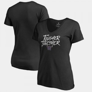 University of Washington T-Shirt Black For Women Tougher Together V Neck