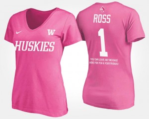 Ladies Name and Number #1 With Message Pink John Ross Washington T-Shirt