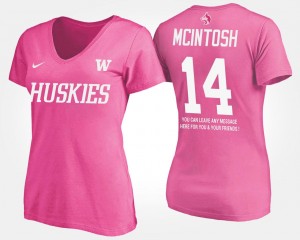 JoJo McIntosh University of Washington T-Shirt Pink Women's Name and Number #14 With Message