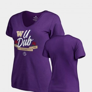 Washington Huskies T-Shirt Purple 2019 Rose Bowl Bound Dime V Neck Fanatics Branded For Women