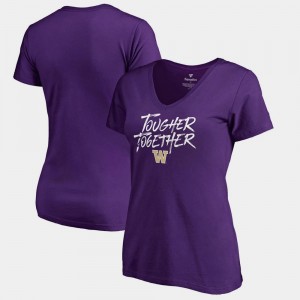Washington Huskies T-Shirt V Neck Womens Tougher Together Purple