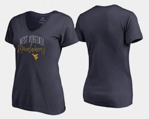 Graceful Navy West Virginia University T-Shirt V Neck Fanatics Branded Women