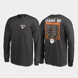 Hardcount Schedule Long Sleeve College Football Playoff Heather Gray 2018 National Champions Clemson University T-Shirt Kids