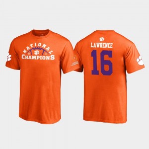 2018 National Champions Orange Pylon Fanatics Branded Youth #16 Trevor Lawrence Clemson Tigers T-Shirt