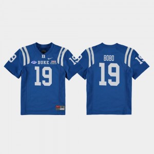 #19 Jake Bobo Blue Devils Jersey College Football Game 2018 Independence Bowl Youth Royal