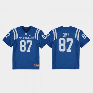 Noah Gray Duke Blue Devils Jersey College Football Game 2018 Independence Bowl Youth(Kids) #87 Royal