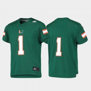 Youth(Kids) #1 Green College Football University of Miami Jersey Replica