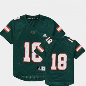 Miami Jersey College Football Replica Adidas Green #18 Youth