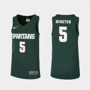 Green Cassius Winston Michigan State Spartans Jersey Replica For Kids #5 College Basketball
