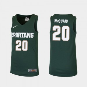 Replica Youth College Basketball Green #20 Matt McQuaid MSU Jersey