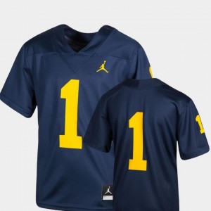 Michigan Jersey #1 Navy College Football Youth(Kids) Team Replica Jordan Brand