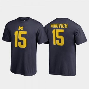 #15 Fanatics Branded Name & Number For Kids Navy College Legends Chase Winovich Michigan Wolverines T-Shirt