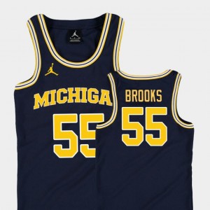 Navy #55 Youth(Kids) College Basketball Jordan Replica Eli Brooks University of Michigan Jersey