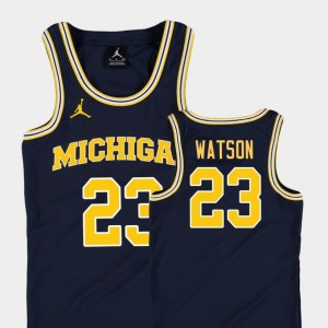 Navy Replica #23 Youth Ibi Watson Michigan Jersey College Basketball Jordan
