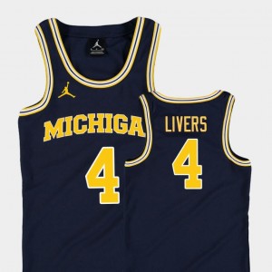 For Kids College Basketball Jordan #4 Isaiah Livers Michigan Jersey Replica Navy