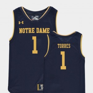 #1 Replica Navy College Basketball Special Games Austin Torres Notre Dame Jersey Youth(Kids)