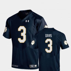 #3 College Football Navy Replica Under Armour Avery Davis UND Jersey For Kids