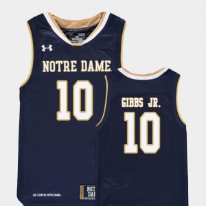 Youth(Kids) TJ Gibbs Jr. Notre Dame Jersey Navy #10 Replica College Basketball