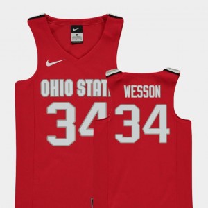 Replica Kaleb Wesson OSU Buckeyes Jersey #34 College Basketball Kids Red