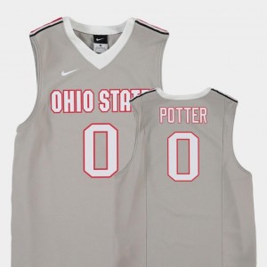 College Basketball Micah Potter Ohio State Jersey Replica Gray #0 For Kids