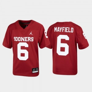 Alumni Football Jordan Brand Replica #6 Crimson Baker Mayfield Oklahoma Sooners Jersey Kids
