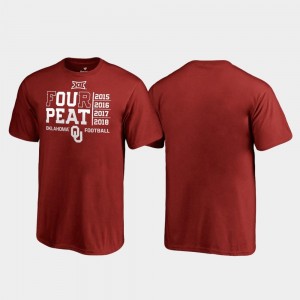 Oklahoma Sooners T-Shirt Four Peat Fanatics Branded Kids Crimson 2018 Big 12 Football Champions