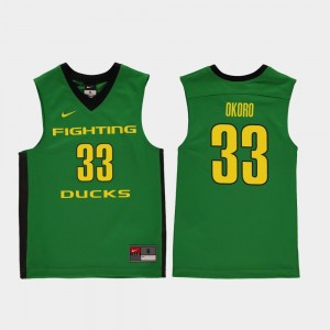 College Basketball For Kids Replica Green #33 Francis Okoro University of Oregon Jersey
