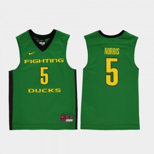 Miles Norris Oregon Jersey Green Replica College Basketball Youth(Kids) #5