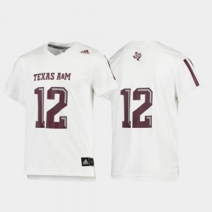White Football Replica Texas A&M Aggies Jersey #12 Kids