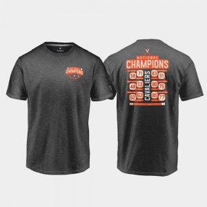Virginia Cavaliers T-Shirt 2019 NCAA Men's Basketball National Champions Drop Step Schedule For Kids 2019 Men's Basketball Champions Charcoal